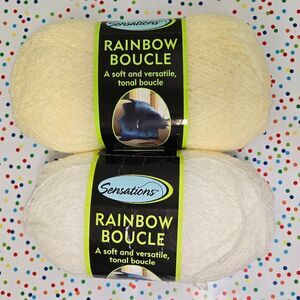 Sensations Rainbow Boucle Yarn in Cream and White
